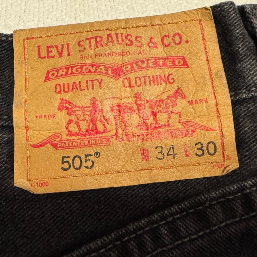 Levi's Men's 505 Black Jeans 34/30 - Picture 6 of 12